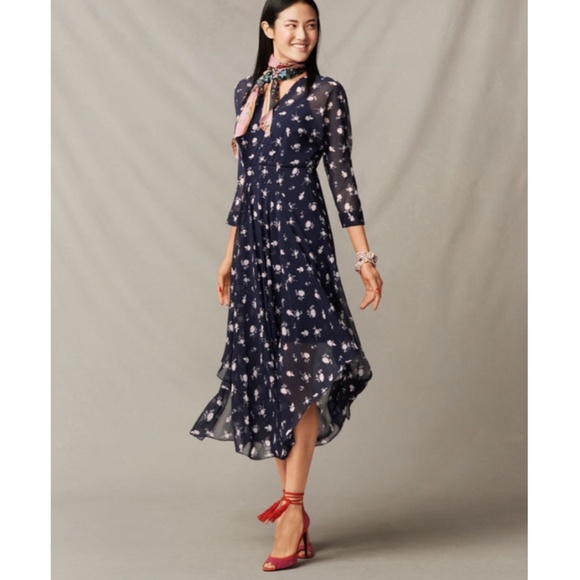 CAbi Dresses & Skirts - CAbi midi dream dress blue sheer floral Size 0